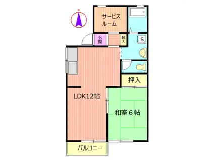 ハイムアゼリアII(1SLDK/2階)の間取り写真