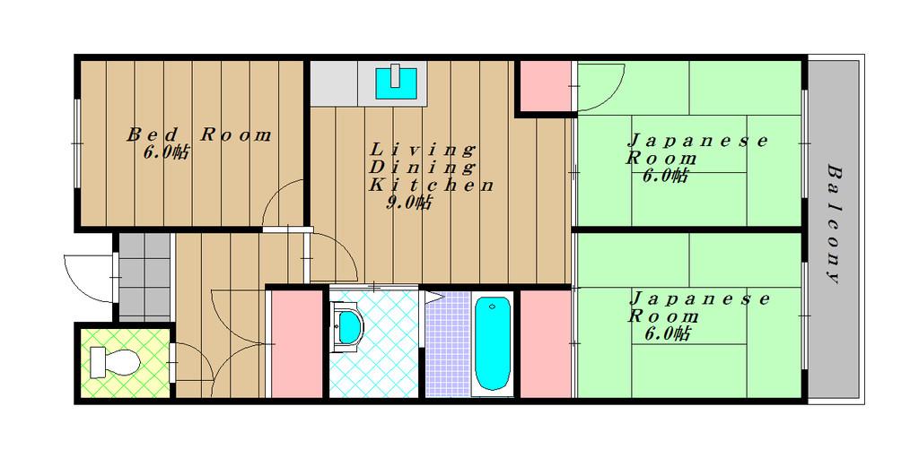 ヴィルフォーレミチハタ(3LDK/2階)の間取り写真