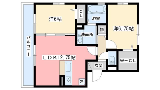 サンドリヨン(2LDK/1階)の間取り写真