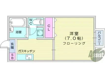 M・N小田原(1K/1階)の間取り写真