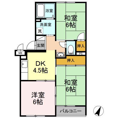 サンコーポF(3DK/3階)の間取り写真