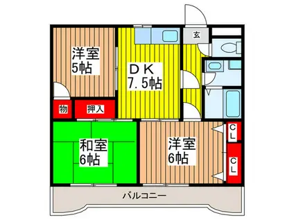 MOMO5(3DK/4階)の間取り写真