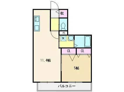 ドルフ朝志ヶ丘I(1LDK/3階)の間取り写真