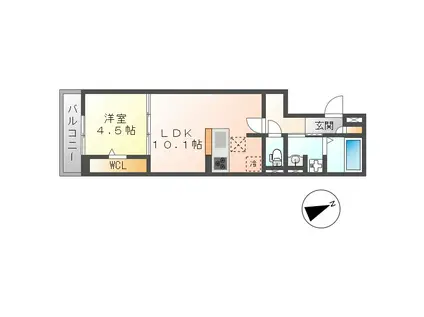 アーククレール(1LDK/1階)の間取り写真