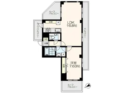 BELART(1LDK/4階)の間取り写真