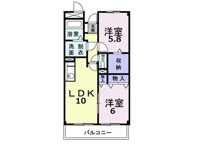 コンフォールコートK(2LDK/2階)の間取り写真