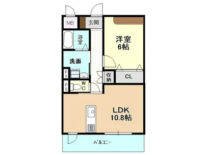 ディアコートKVII(1LDK/8階)の間取り写真