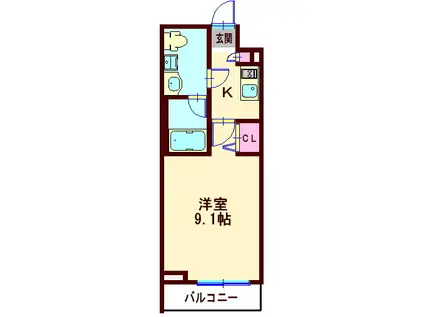 レガリス馬込パークサイド(1K/1階)の間取り写真