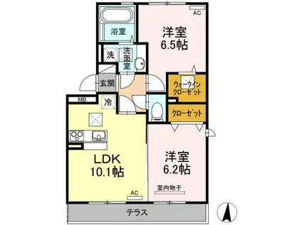 アーブルヒルズ(2LDK/1階)の間取り写真