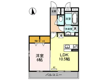 プランドールA棟(1LDK/3階)の間取り写真