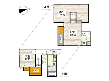 ADC島崎ネリア(1LDK/1階)の間取り写真