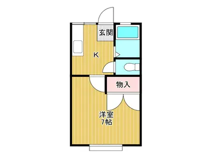 ハイツ江北(1K/2階)の間取り写真