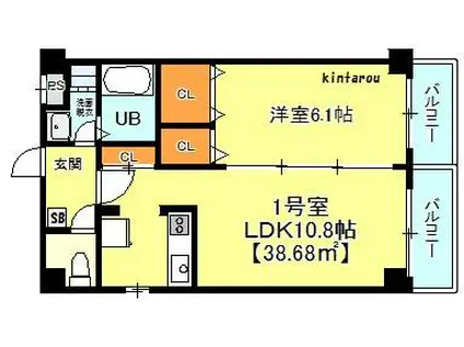 プリモクラッセ幕張(1LDK/1階)の間取り写真