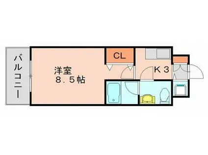 クリエート駅南(1K/9階)の間取り写真