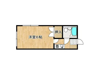 ワンハイツ(1K/2階)の間取り写真
