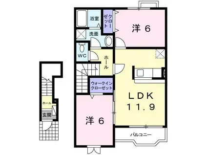 パレ・ロジュマン(2LDK/2階)の間取り写真