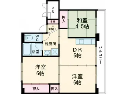 ビレッジハウス燕1号棟(3DK/5階)の間取り写真