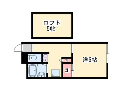 カーディフ(1K/2階)の間取り写真