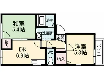 サンライト城北B(2DK/2階)の間取り写真