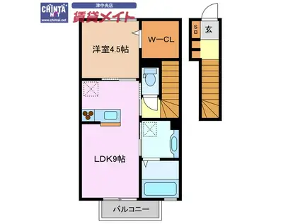 エスパティオン(1LDK/2階)の間取り写真