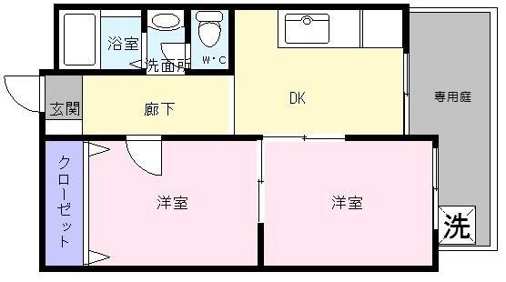 大栄マンション(2DK/1階)の間取り写真
