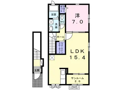 ル・ソレイユ(1LDK/2階)の間取り写真