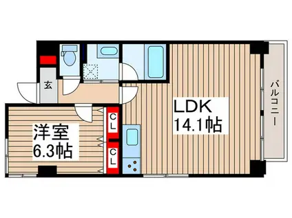グランドゥール(1LDK/2階)の間取り写真