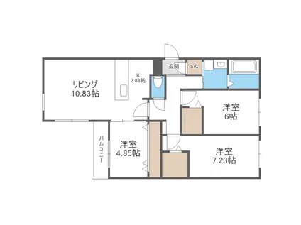 ヴィレッジ琴似(3LDK/2階)の間取り写真