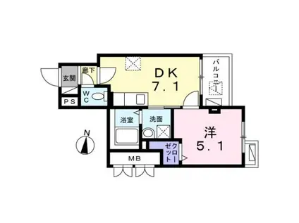 EXCELLENCE・幸(1DK/4階)の間取り写真