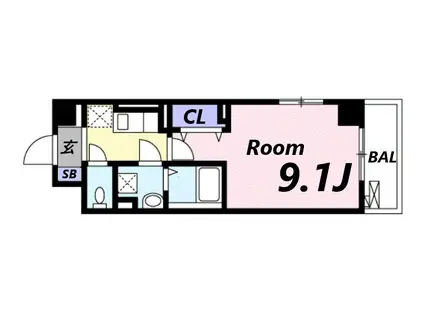 ジラソーレ花影(1K/1階)の間取り写真