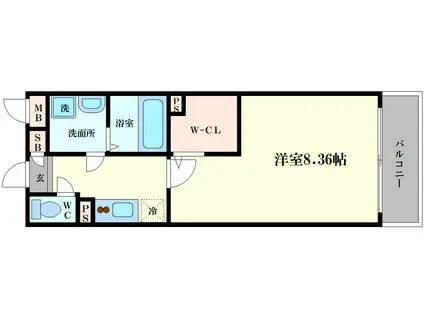 ラグゼ難波南(1K/9階)の間取り写真