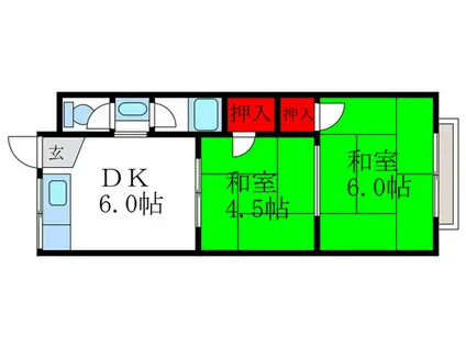 イワタバコ苑(2DK/3階)の間取り写真