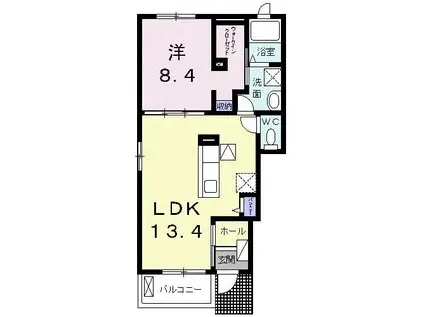 ラ・ブレーメンB(1LDK/1階)の間取り写真