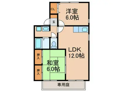 セジュールひろかわE棟(2LDK/1階)の間取り写真