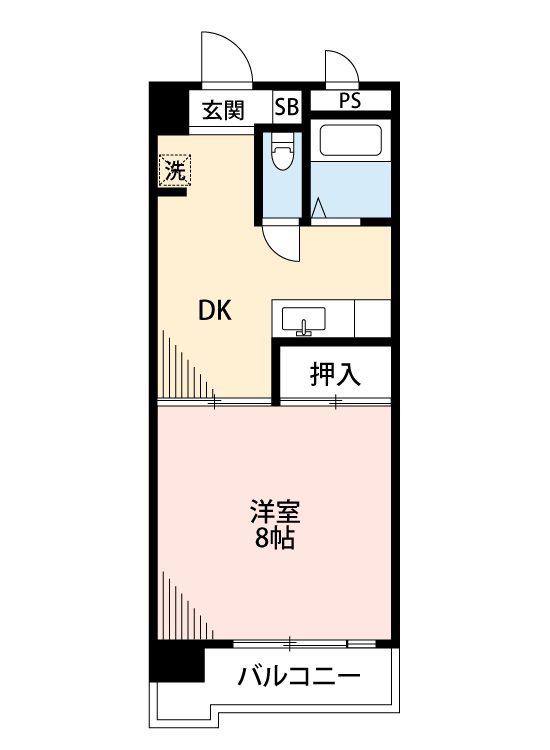 キングドム九品寺(1DK/2階)の間取り写真