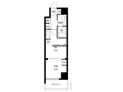 アーバンパーク日暮里II(1DK/10階)の間取り写真