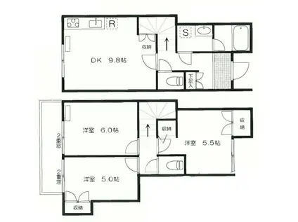 コーポプリマ(3DK/1階)の間取り写真