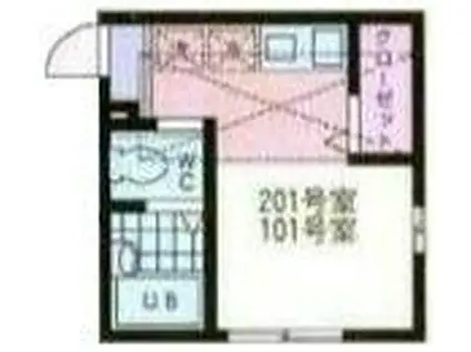 ハーミットクラブハウス六角橋(ワンルーム/1階)の間取り写真