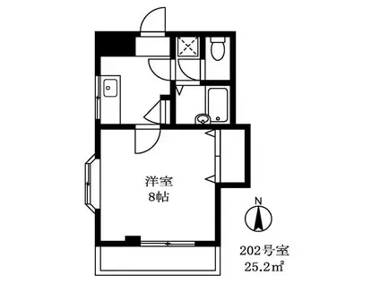 レジデンス自由が丘Ⅱ(1K/2階)の間取り写真