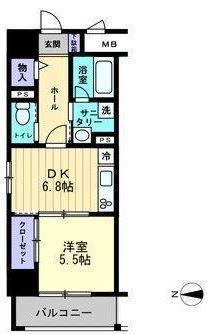 アルファレガロ中央町(1DK/7階)の間取り写真