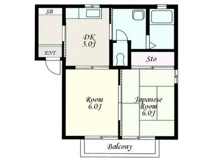 FT HEIM C(2DK/2階)の間取り写真