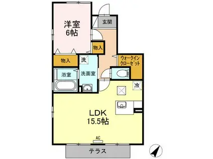 ペニーレーン(1LDK/1階)の間取り写真