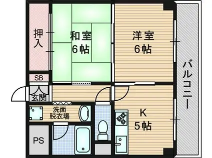 メゾンドパンテール(2K/5階)の間取り写真