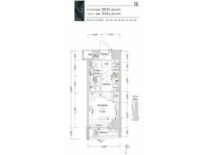 OMNIA横濱阪東橋(1K/6階)の間取り写真