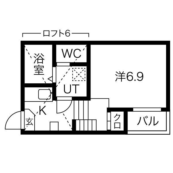 カーサ さくらI(1K/1階)の間取り写真