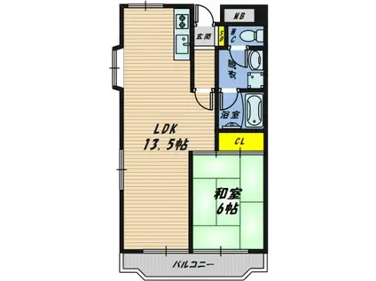 日宝ライフ放出西(1LDK/8階)の間取り写真