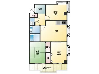 加美東グリーンハイツ(3DK/2階)の間取り写真