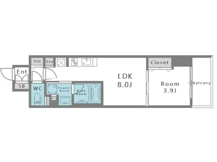 アーバネックス西本町(1LDK/14階)の間取り写真