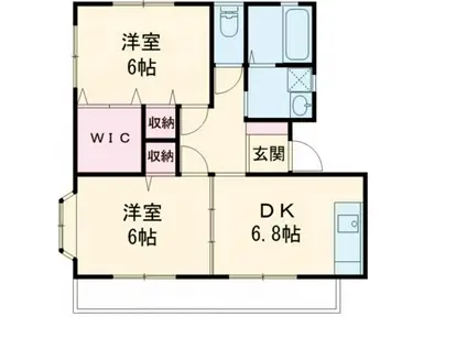 グランリーフ(2DK/2階)の間取り写真