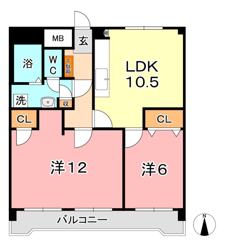 清幸マンション野田(2LDK/1階)の間取り写真